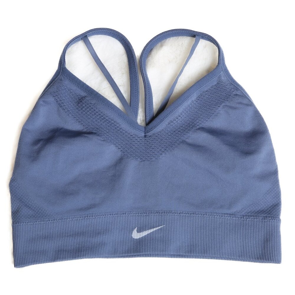 NIKE Seamless Light Support Sports Bra in Blue - Size Medium